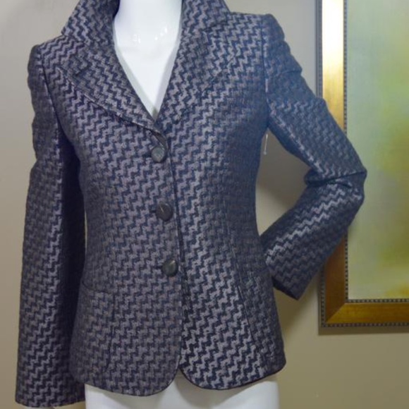 Armani Collezioni Grey/Brown Powerhouse ZigZag Jacket Made in Italy 🇮🇹 - Picture 16 of 16